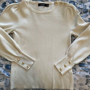 Ralph Lauren Cream Button-Accent Blouse